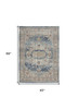 4' x 6' Ivory and Blue Oriental Power Loom Non Skid Area Rug