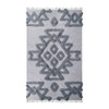 4' x 6' Silver and Grey Wool Geometric Flat Weave Handmade Area Rug with Fringe