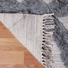 4' x 6' Silver and Grey Wool Geometric Flat Weave Handmade Area Rug with Fringe