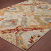 4' x 6' Beige Orange Blue Gold and Grey Abstract Power Loom Stain Resistant Area Rug