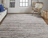 4' x 6' Taupe Brown and Ivory Striped Hand Woven Stain Resistant Area Rug