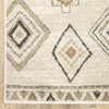 4' x 6' Ivory Orange Tan Black and Grey Southwestern Power Loom Stain Resistant Area Rug