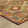 4' x 6' Gold Orange Brown Red Green Purple & Beige Southwestern Printed Non Skid Area Rug