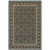 4' x 6' Navy Blue Green Red Ivory and Yellow Oriental Power Loom Stain Resistant Area Rug