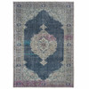 4' x 6' Blue and Grey Oriental Power Loom Stain Resistant Area Rug