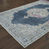 4' x 6' Blue and Grey Oriental Power Loom Stain Resistant Area Rug