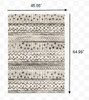 4' x 6' Ivory and Black Eclectic Patterns Indoor Area Rug