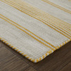 4' x 6' Yellow and Ivory Striped Dhurrie Hand Woven Stain Resistant Area Rug