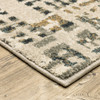 4' x 6' Beige Grey Blues Orange Yellow and Ivory Abstract Power Loom Area Rug