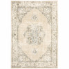 4' x 6' Beige and Ivory Center Jewel Area Rug