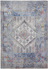4' x 6' Blue Gray and Ivory Floral Stain Resistant Area Rug