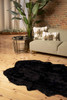 4' x 6' Black Faux Fur Washable Non Skid Area Rug