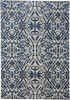 4' x 6' Blue Ivory and Black Floral Distressed Stain Resistant Area Rug