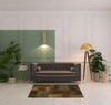 4' x 6' Green and Red Geometric Power Loom Stain Resistant Area Rug