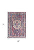 4' x 6' Red and Navy Oriental Power Loom Distressed Washable Area Rug