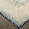 4' x 6' Ivory & Blue Oriental Power Loom Stain Resistant Area Rug