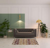 4' x 6' Brick and Gold Geometric Stain Resistant Area Rug