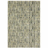 4' x 6' Green Blue Ivory Beige & Light Blue Abstract Power Loom Stain Resistant Area Rug