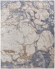 4' x 6' Tan and Blue Abstract Power Loom Distressed Area Rug