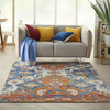 4' x 6' Orange and Ivory Floral Power Loom Area Rug