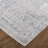 4' x 6' Gray Ivory and Orange Geometric Power Loom Distressed Stain Resistant Area Rug