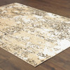 4' x 6' Grey and Gold Abstract Power Loom Stain Resistant Area Rug
