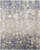 4' x 6' Tan Ivory and Blue Abstract Power Loom Distressed Area Rug