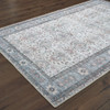 4' x 6' Ivory and Blue Oriental Power Loom Stain Resistant Area Rug