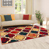 4' x 6' Red Blue Quatrefoil Power Loom Distressed Stain Resistant Area Rug