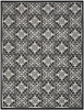 4' x 6' Black and White Fleur De Lis Stain Resistant Non Skid Area Rug