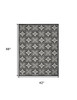 4' x 6' Black and White Fleur De Lis Stain Resistant Non Skid Area Rug