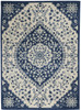 4' x 6' Blue & Ivory Power Loom Polypropylene Area Rug