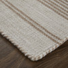 4' x 6' Ivory and Taupe Striped Dhurrie Hand Woven Stain Resistant Area Rug