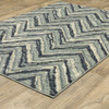 4' x 6' Blue Ivory Grey Beige & Light Blue Geometric Power Loom Stain Resistant Area Rug