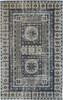 4' x 6' Ivory Tan and Blue Abstract Power Loom Distressed Stain Resistant Area Rug