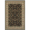 4' x 6' Black and Ivory Oriental Power Loom Stain Resistant Area Rug