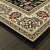 4' x 6' Black and Ivory Oriental Power Loom Stain Resistant Area Rug