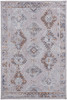 4' x 6' Gray Orange and Blue Geometric Power Loom Distressed Stain Resistant Area Rug