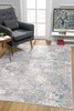 4' x 6' Blue Abstract Dhurrie Rectangle Area Rug