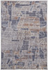 4' x 6' Blue Gray and Orange Geometric Power Loom Stain Resistant Area Rug