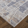 4' x 6' Blue Gray and Orange Geometric Power Loom Stain Resistant Area Rug