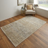 4' x 6' Gray and Ivory Abstract Power Loom Distressed Area Rug