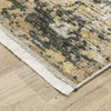 4' x 6' Grey Gold Black Charcoal and Beige Abstract Power Loom Area Rug with Fringe