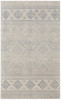 4' x 6' Ivory and Blue Geometric Power Loom Distressed Area Rug