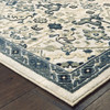4' x 6' Ivory Navy and Gold Oriental Power Loom Stain Resistant Area Rug