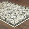 4' x 6' Ivory Navy and Gold Oriental Power Loom Stain Resistant Area Rug