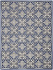 4' x 6' Blue Fleur De Lis Stain Resistant Non Skid Area Rug