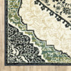 4' x 6' Ivory Navy and Green Oriental Power Loom Stain Resistant Area Rug