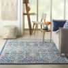 4' x 6' Blue & Ivory Floral Power Loom Polypropylene Area Rug