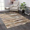 4' x 6' Beige Striped Dhurrie Area Rug